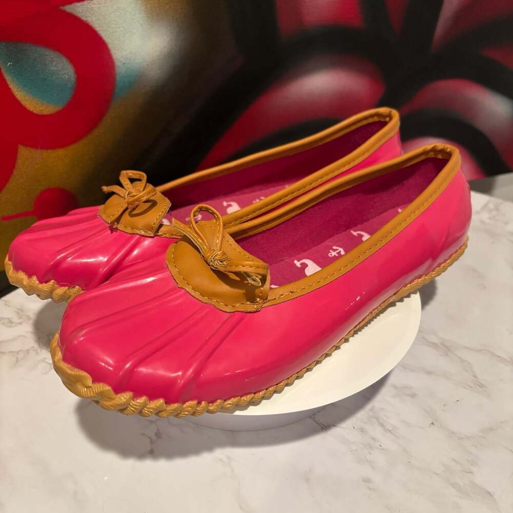 London Fog Webster Pink Duck Skimmer Ballet Flats Rain Shoes
